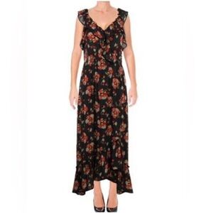 [S] Scotch & Soda Sleeveless Open Back Lightweight Floral Maxi Dress Ruffled Hem